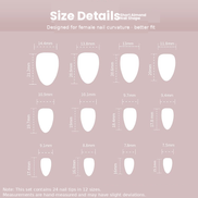 Lilac & Blush Mix with White Floral Art & Silver Glitter Press-On Nails Size Chart