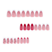 Sheer Nude White French Tip with Cherry Art & Solid Red Press-On Nails