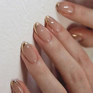 Blush Pink with Metallic Gold French Tip Press-On Nails