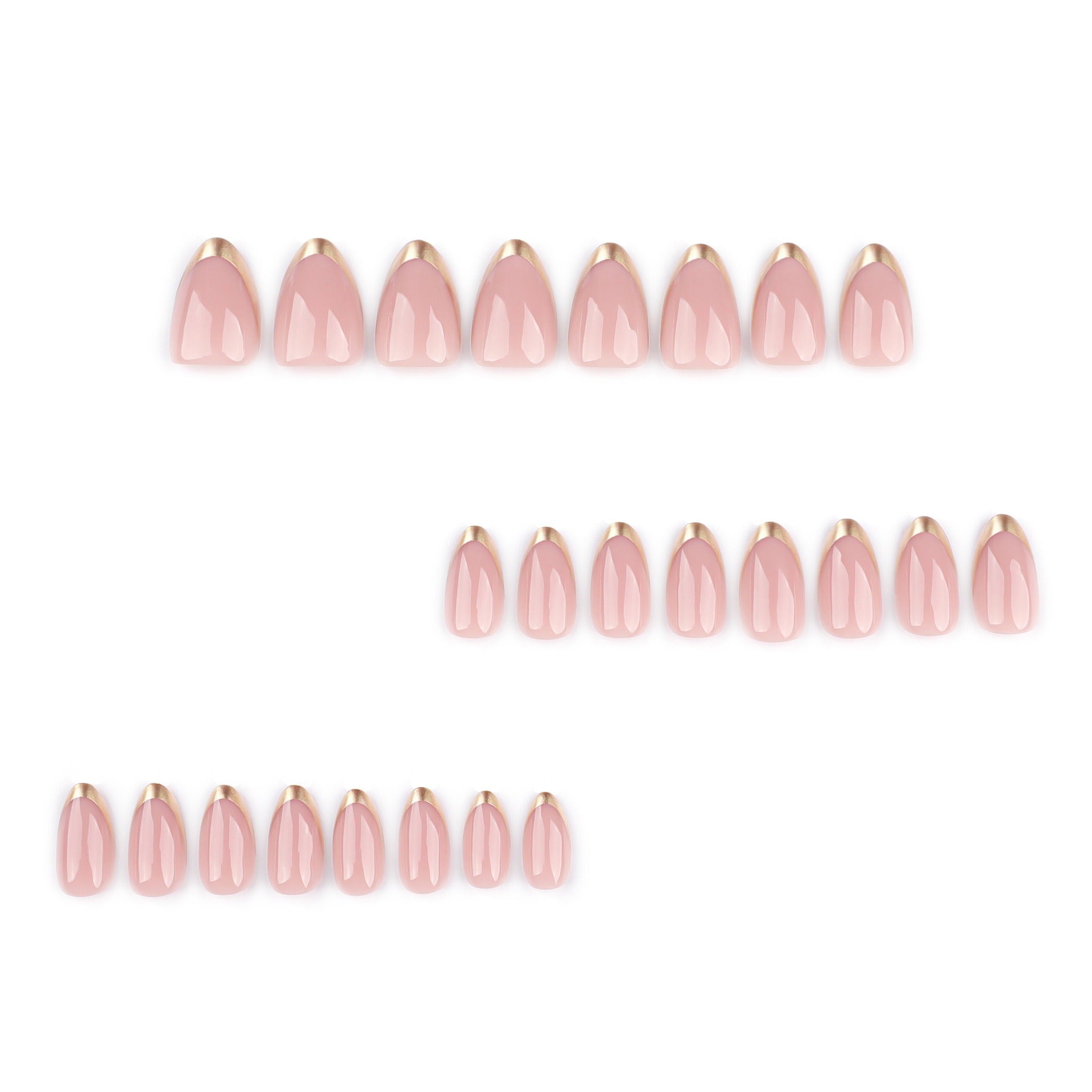 Blush Pink with Metallic Gold French Tip Press-On Nails