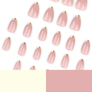 Blush Pink with Metallic Gold French Tip Press-On Nails