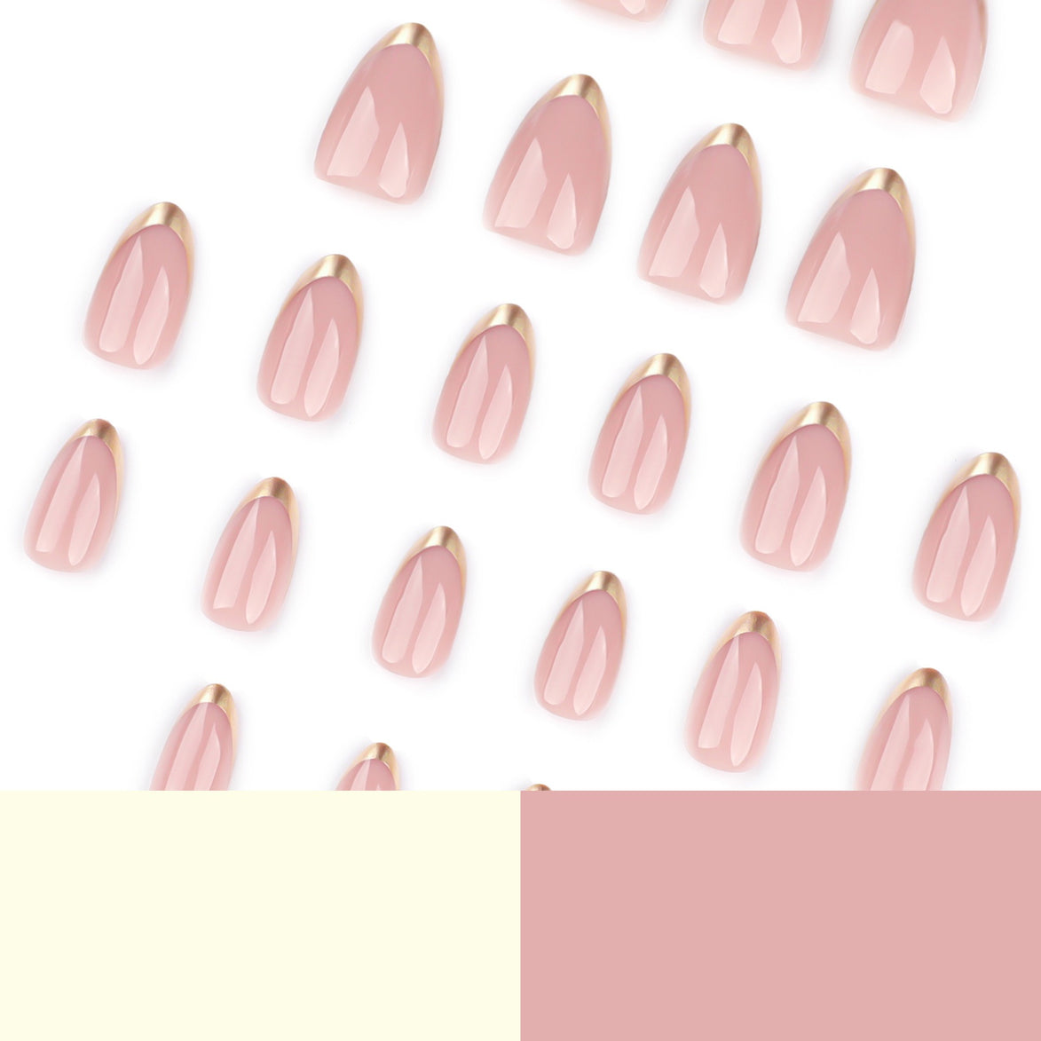 Blush Pink with Metallic Gold French Tip Press-On Nails
