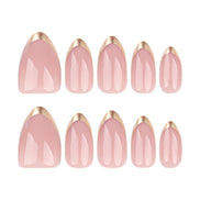 Blush Pink with Metallic Gold French Tip Press-On Nails