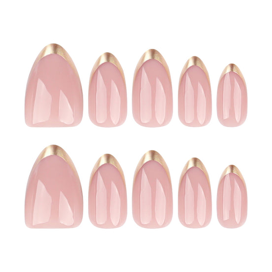 Blush Pink with Metallic Gold French Tip Press-On Nails