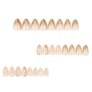Sheer Nude with Raised Gold Wave Swirl Detail Long Press-On Nails