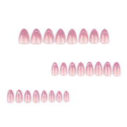 Nude to Dusty Rose Ombre with Silver Shimmer Tips Almond Press-On Nails