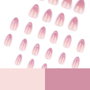 Nude to Dusty Rose Ombre with Silver Shimmer Tips Almond Press-On Nails