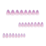 Nude to Lilac Ombre with Silver Glitter Tips Press-On Nails