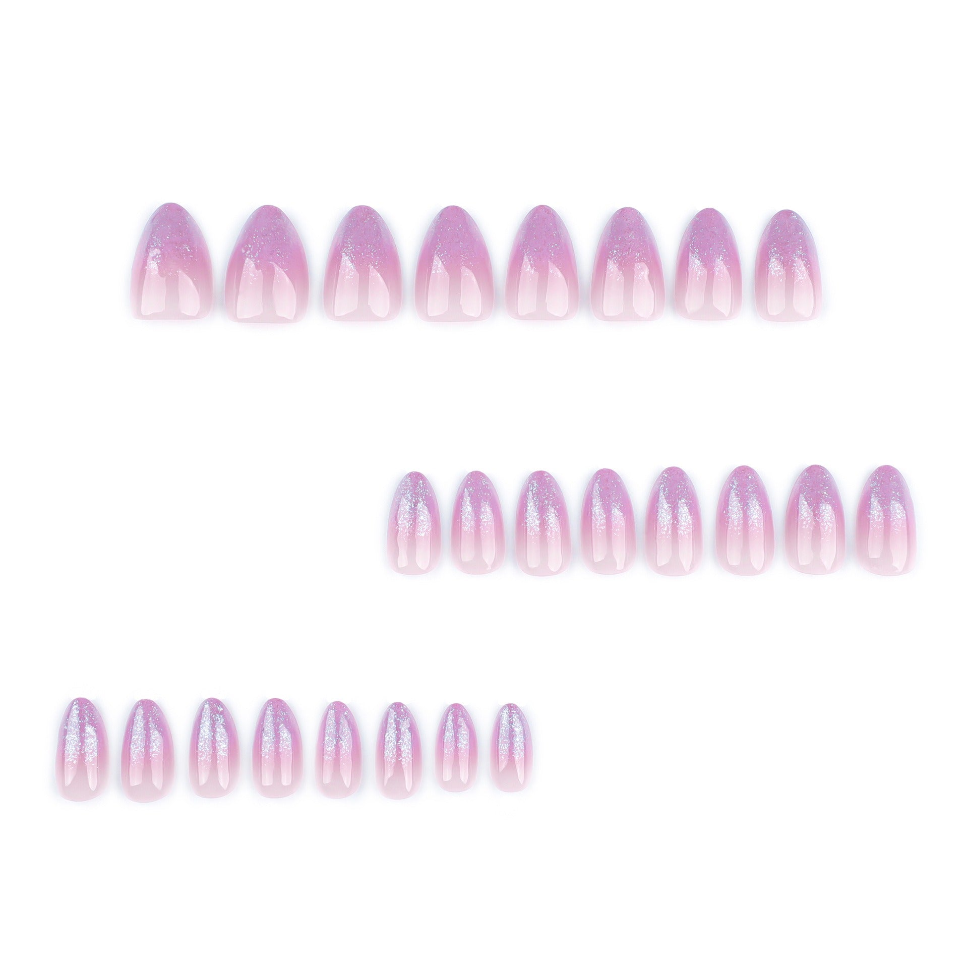 Nude to Lilac Ombre with Silver Glitter Tips Press-On Nails
