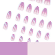 Nude to Lilac Ombre with Silver Glitter Tips Press-On Nails