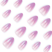 Nude to Lilac Ombre with Silver Glitter Tips Press-On Nails