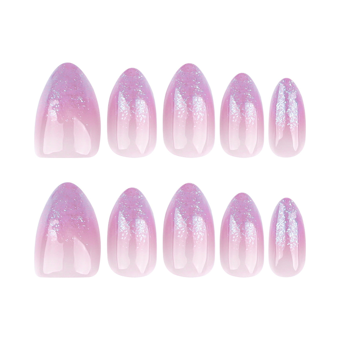 Nude to Lilac Ombre with Silver Glitter Tips Press-On Nails