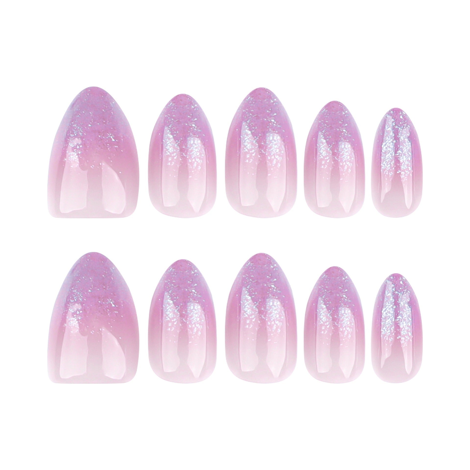 Nude to Lilac Ombre with Silver Glitter Tips Press-On Nails