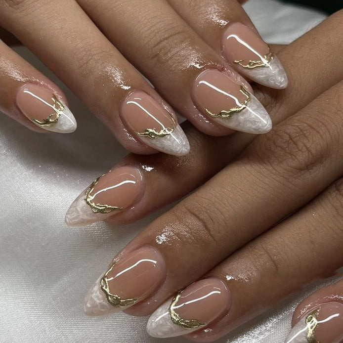 Soft Pink Pearl Shimmer Nails