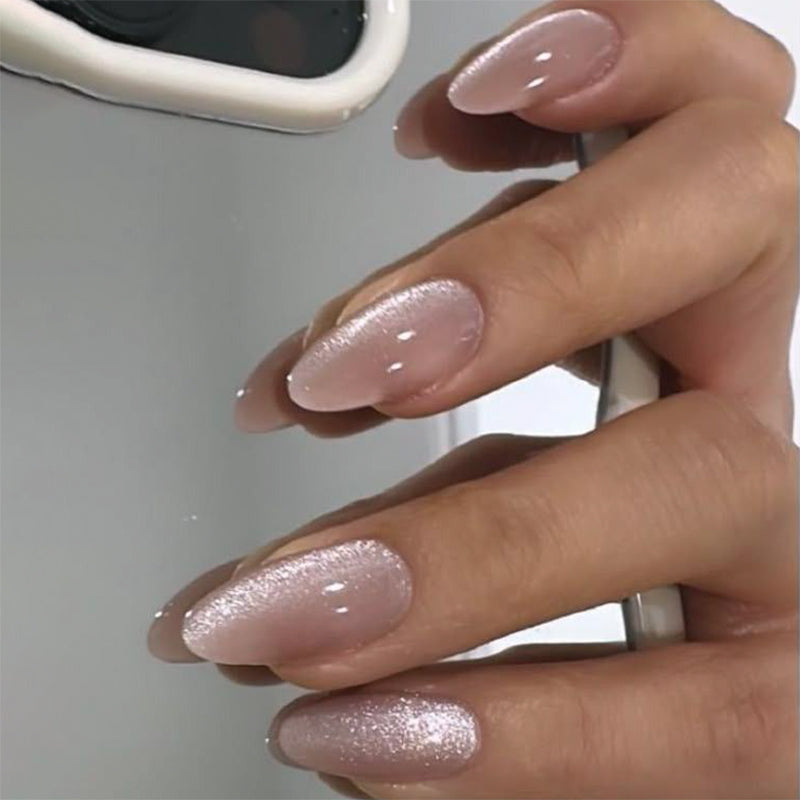 Pink Crystal Glow Nails