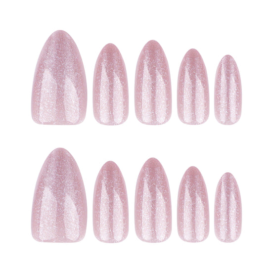 Pink Crystal Glow Nails