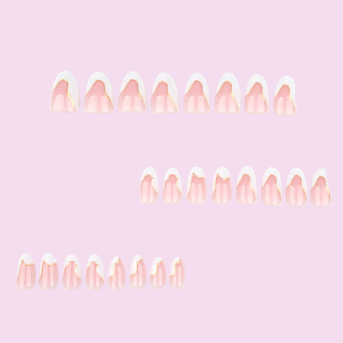 Gold-Lined White French Tip in Nude Pink & White Press-On Nails