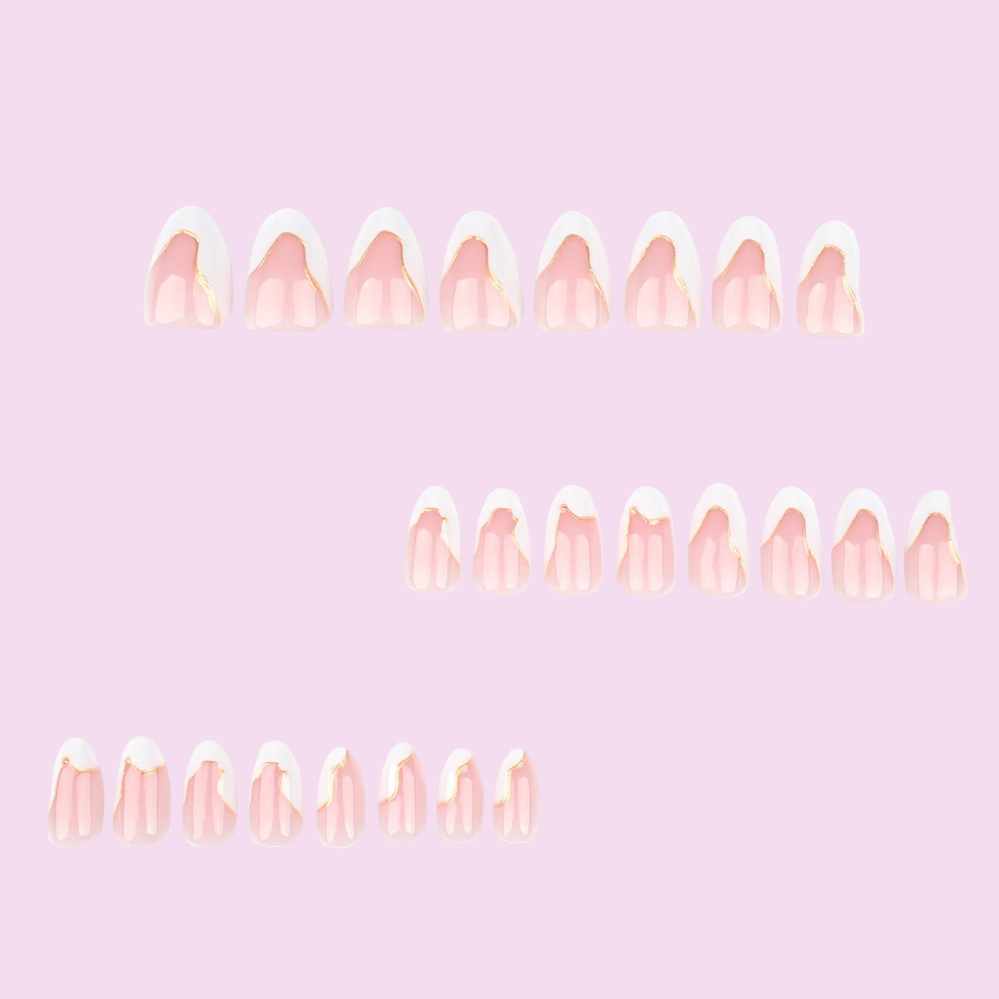 Gold-Lined White French Tip in Nude Pink & White Press-On Nails