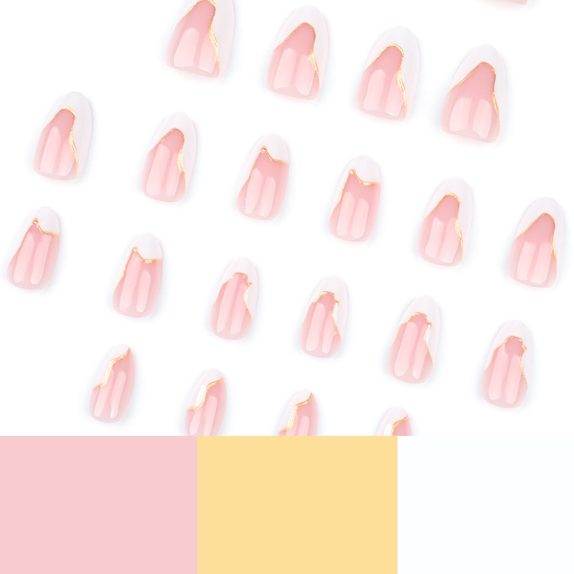 Gold-Lined White French Tip in Nude Pink & White Press-On Nails