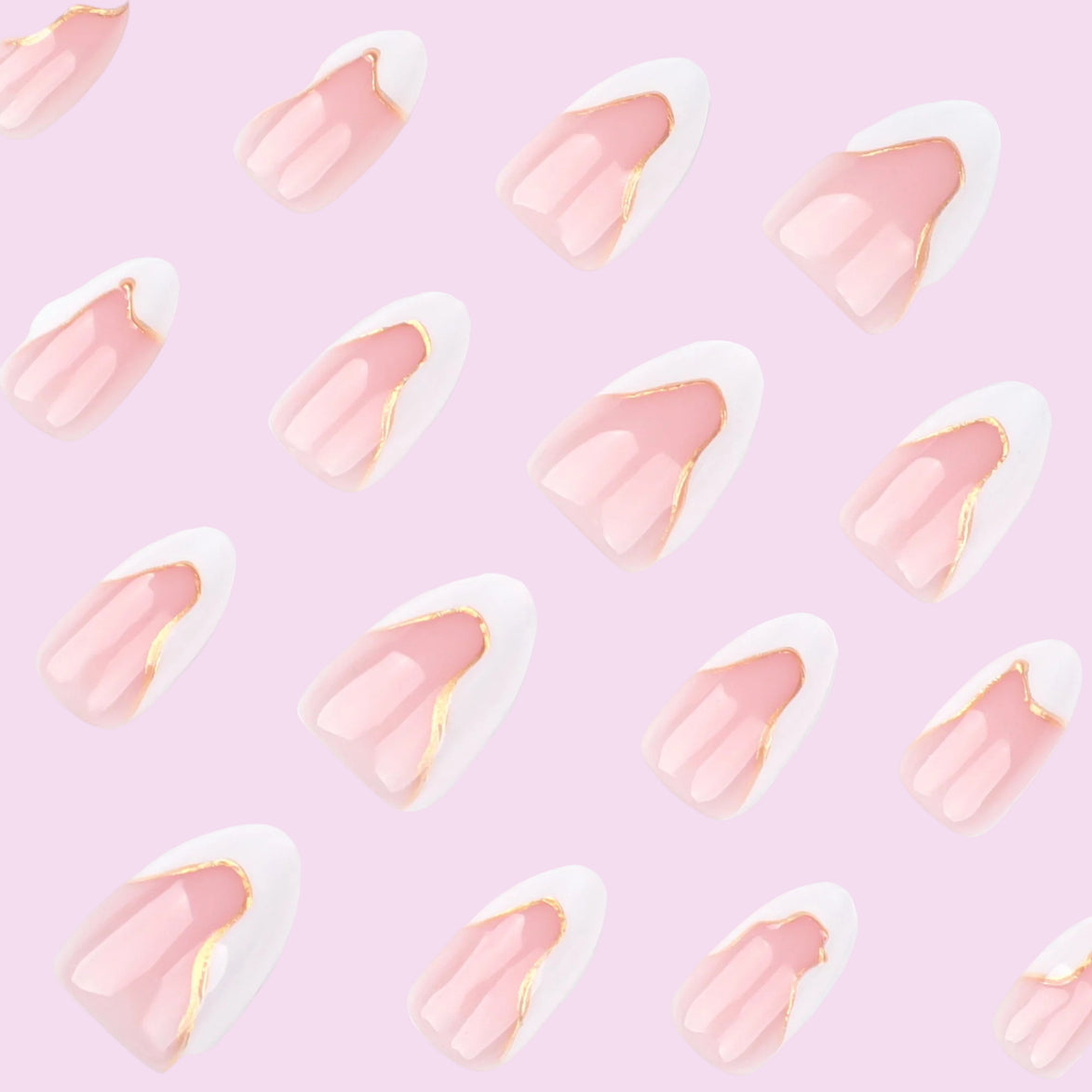 Gold-Lined White French Tip in Nude Pink & White Press-On Nails