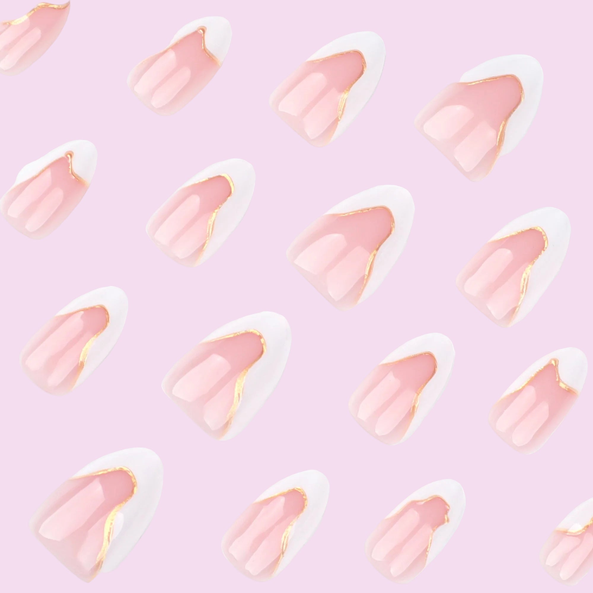 Gold-Lined White French Tip in Nude Pink & White Press-On Nails