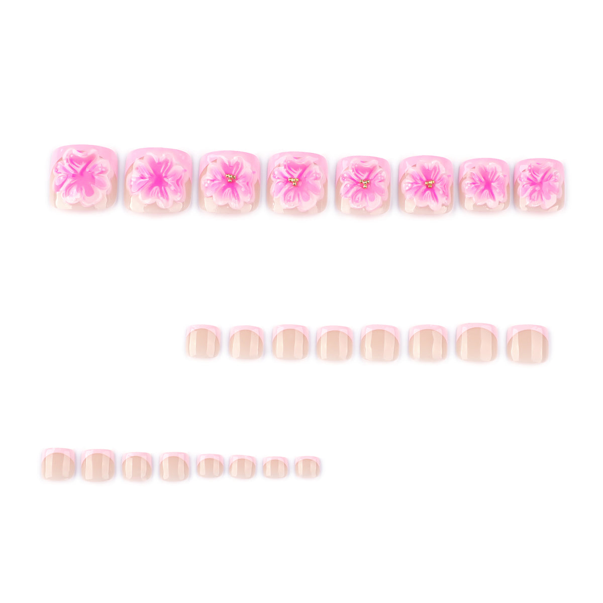 Pink 3D Flower Press-On Toenails