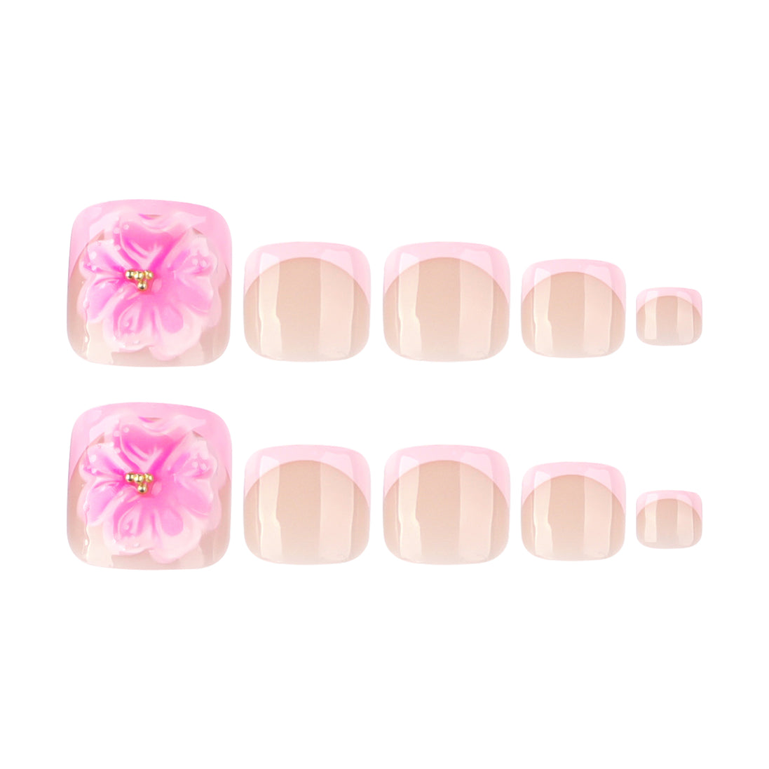 Pink 3D Flower Press-On Toenails