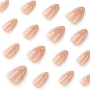 Gold Glitter French Tip with Gold Border in Warm Nude Press-On Nails