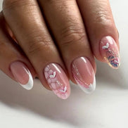 Sheer Pink Floral Accent Nails
