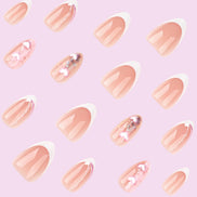 Sheer Pink French & Aurora Heart Accent Nails