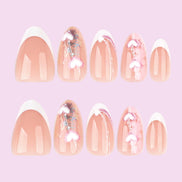 Sheer Pink Floral Accent Nails