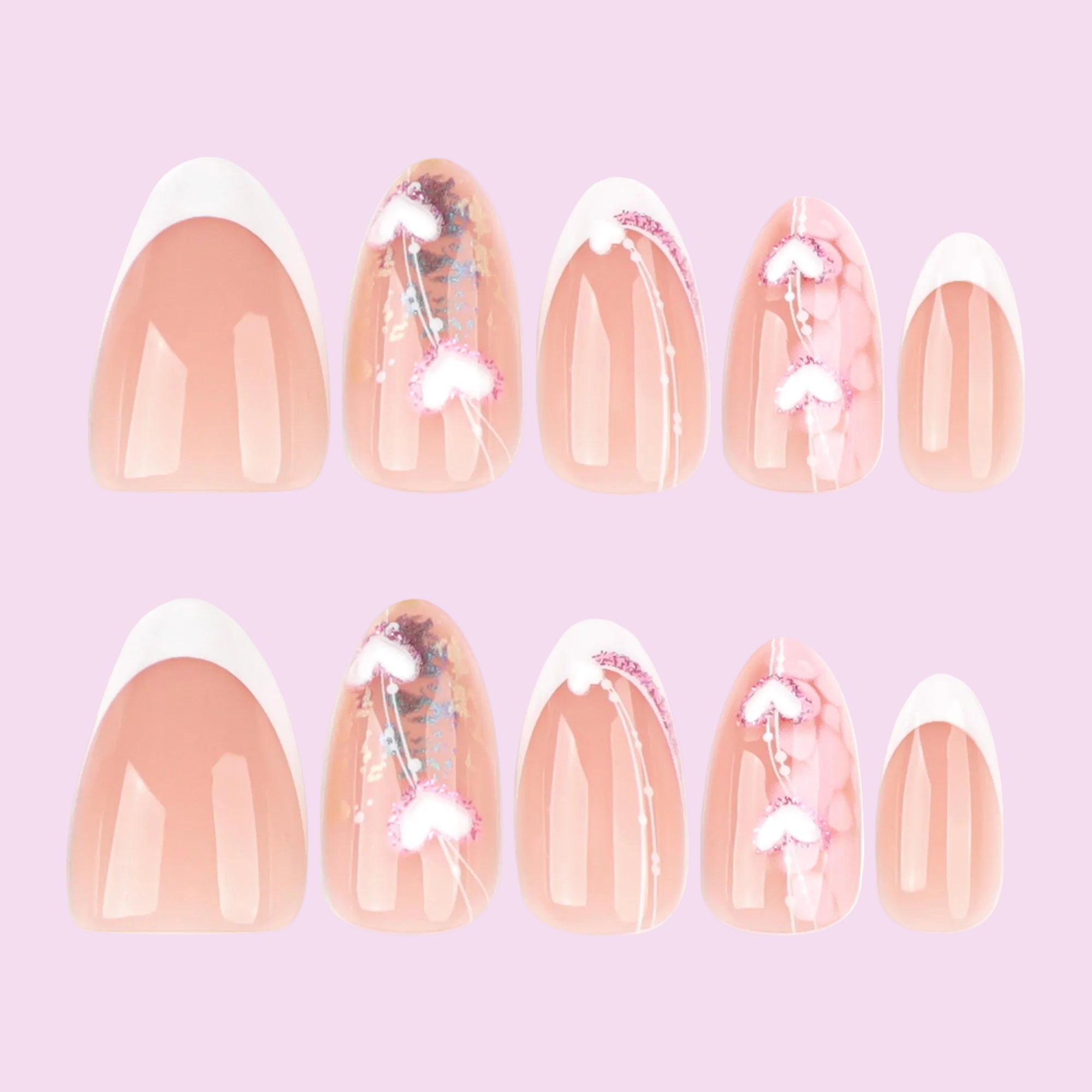 Sheer Pink Floral Accent Nails