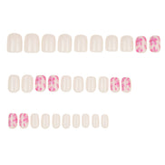 Pink Blossom on Milky White Press-On Nails