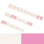 Pink Blossom on Milky White Press-On Nails