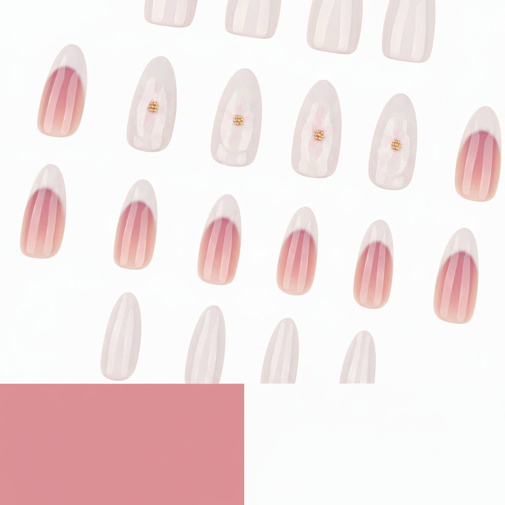 3D Pink Blossom French Tip in Dusty Rose & White Press-On Nails