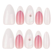 White Pink Floral Garden Nails
