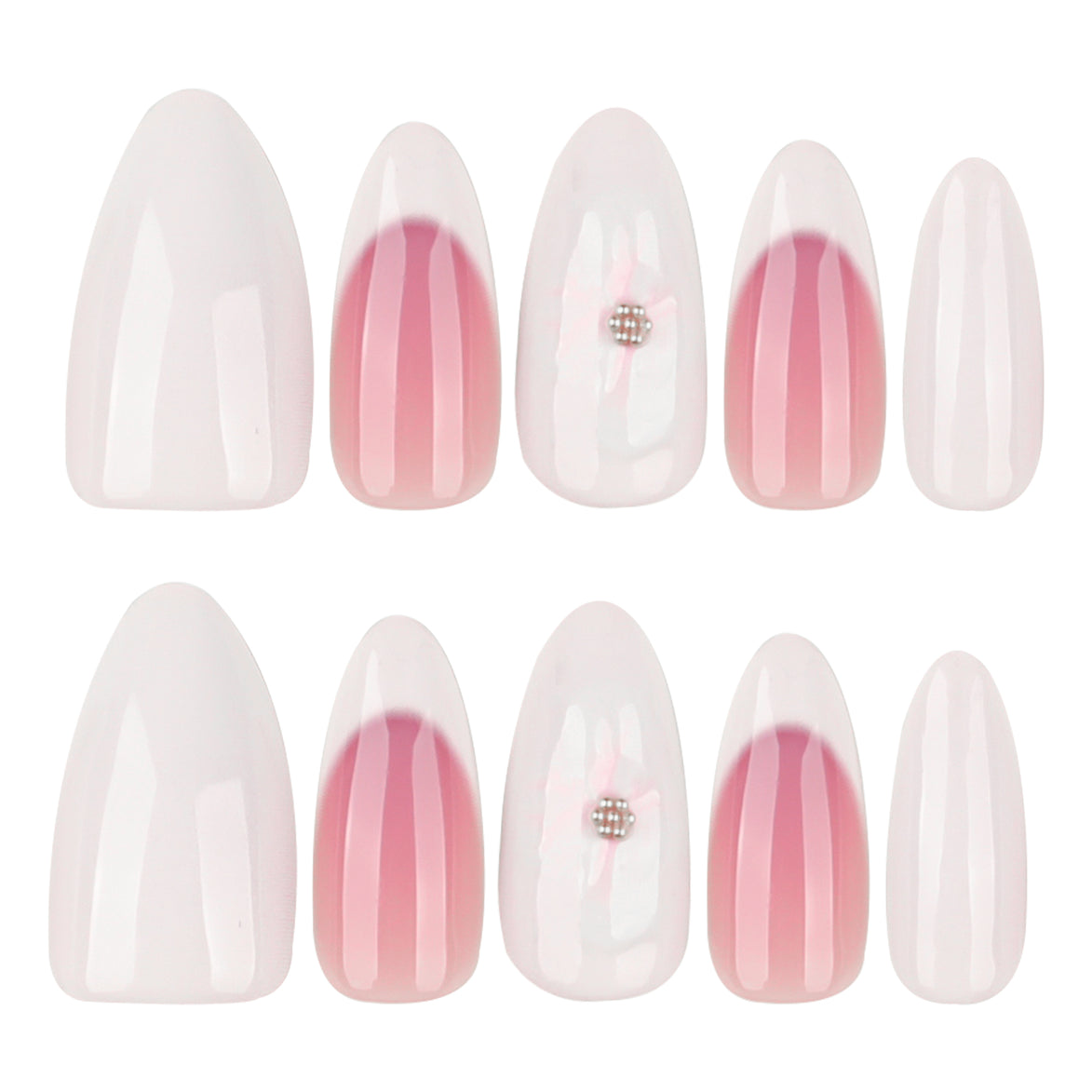 White Pink Floral Garden Nails