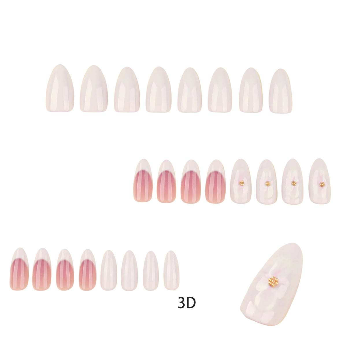 3D Pink Blossom French Tip in Dusty Rose & White Press-On Nails