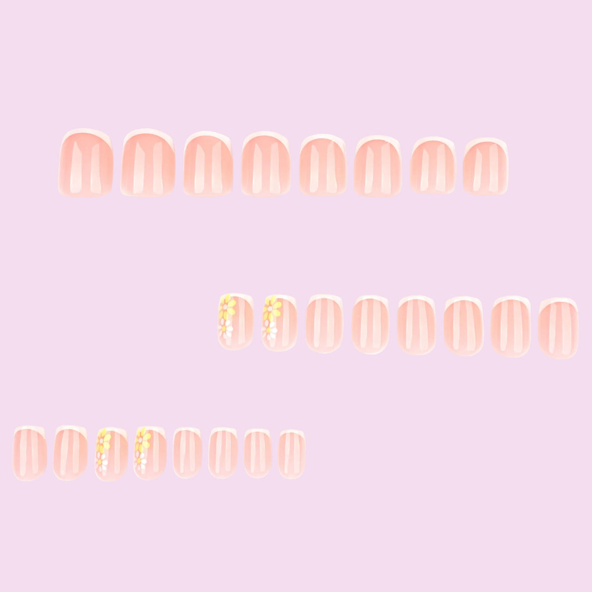 Blush Pink French Tip with Daisy Accent Press-On Nails