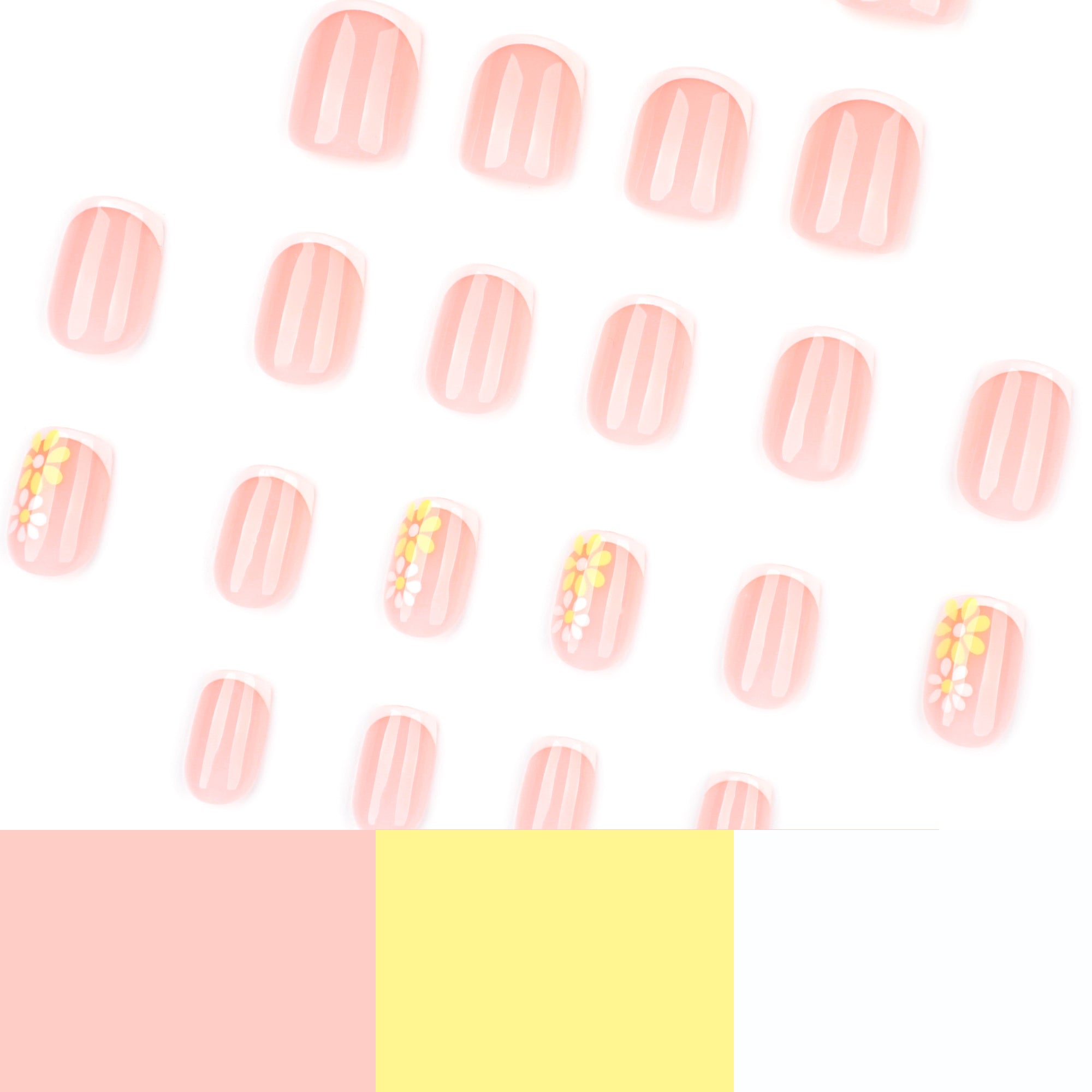 Blush Pink French Tip with Daisy Accent Press-On Nails
