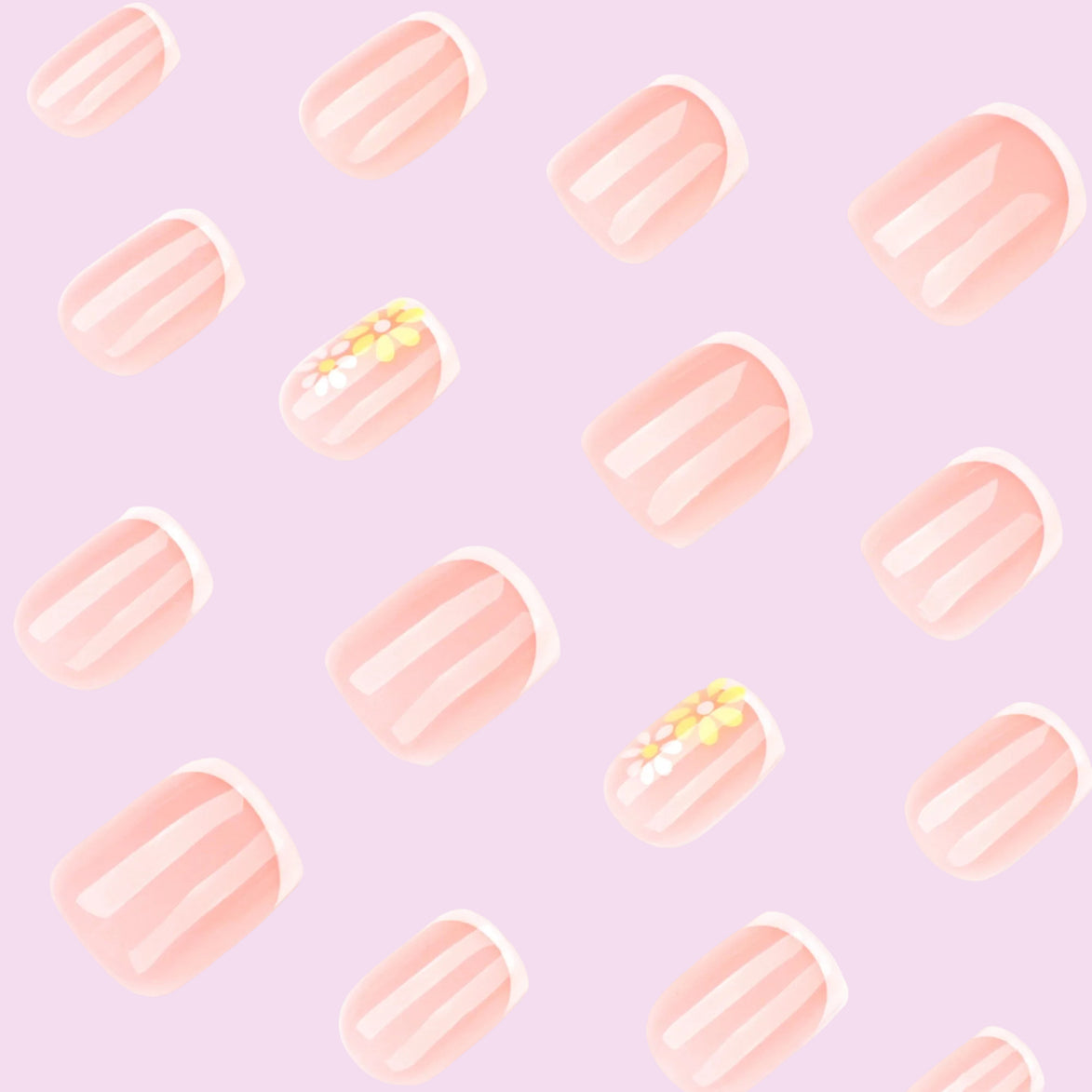Blush Pink French Tip with Daisy Accent Press-On Nails