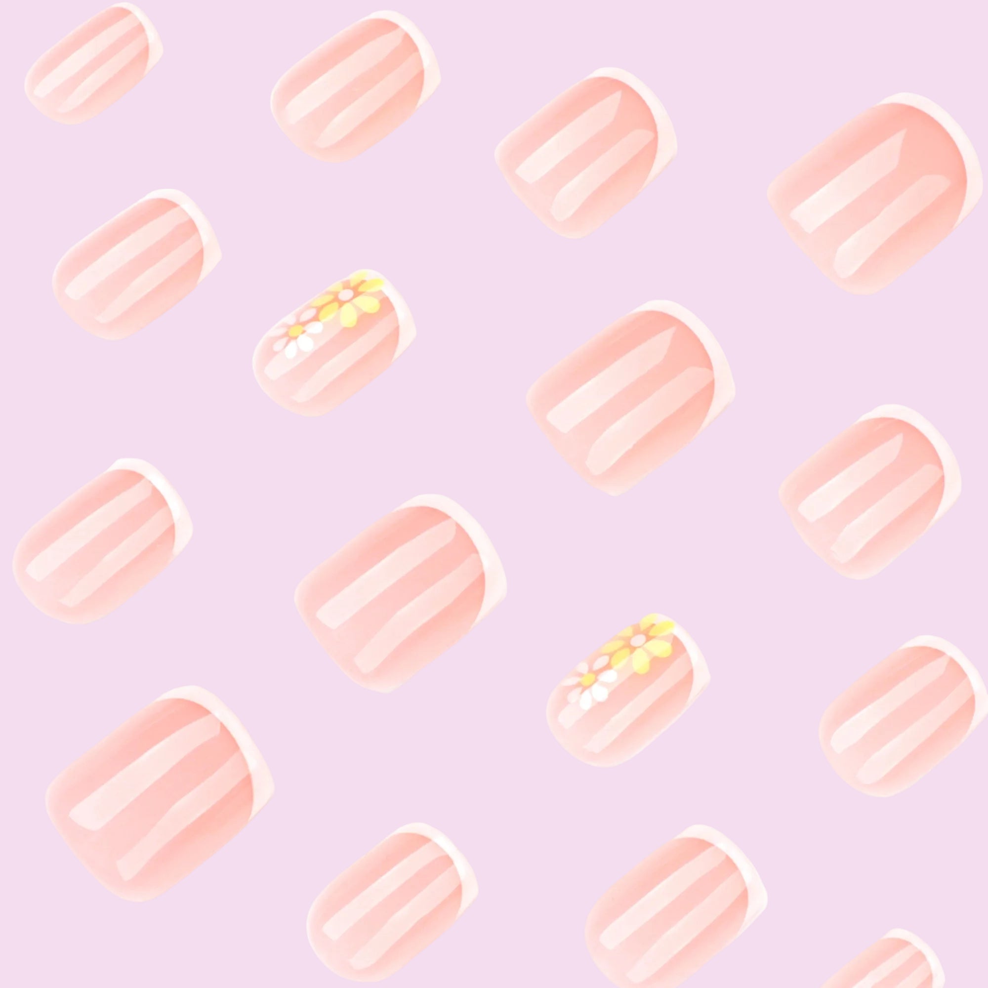 Blush Pink French Tip with Daisy Accent Press-On Nails