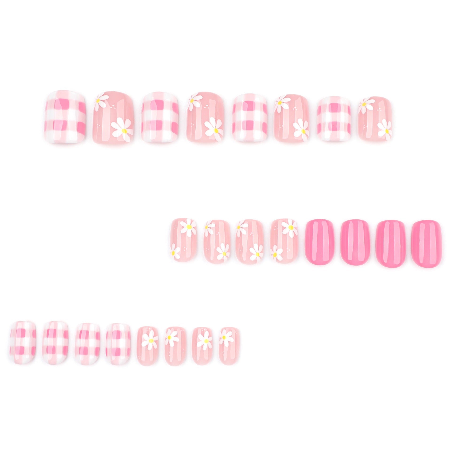 Peach Daisy French Nails