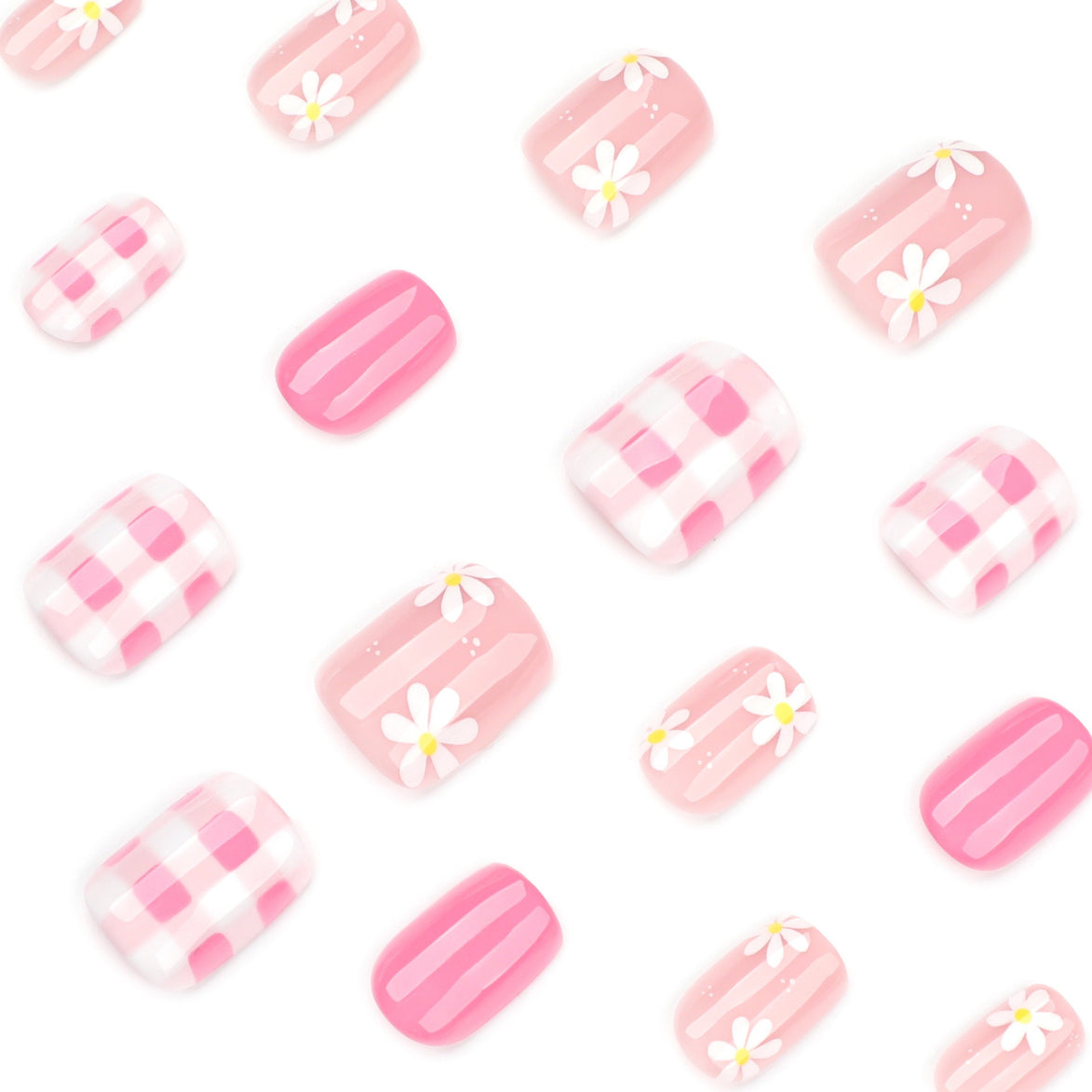 Peach Daisy French Nails