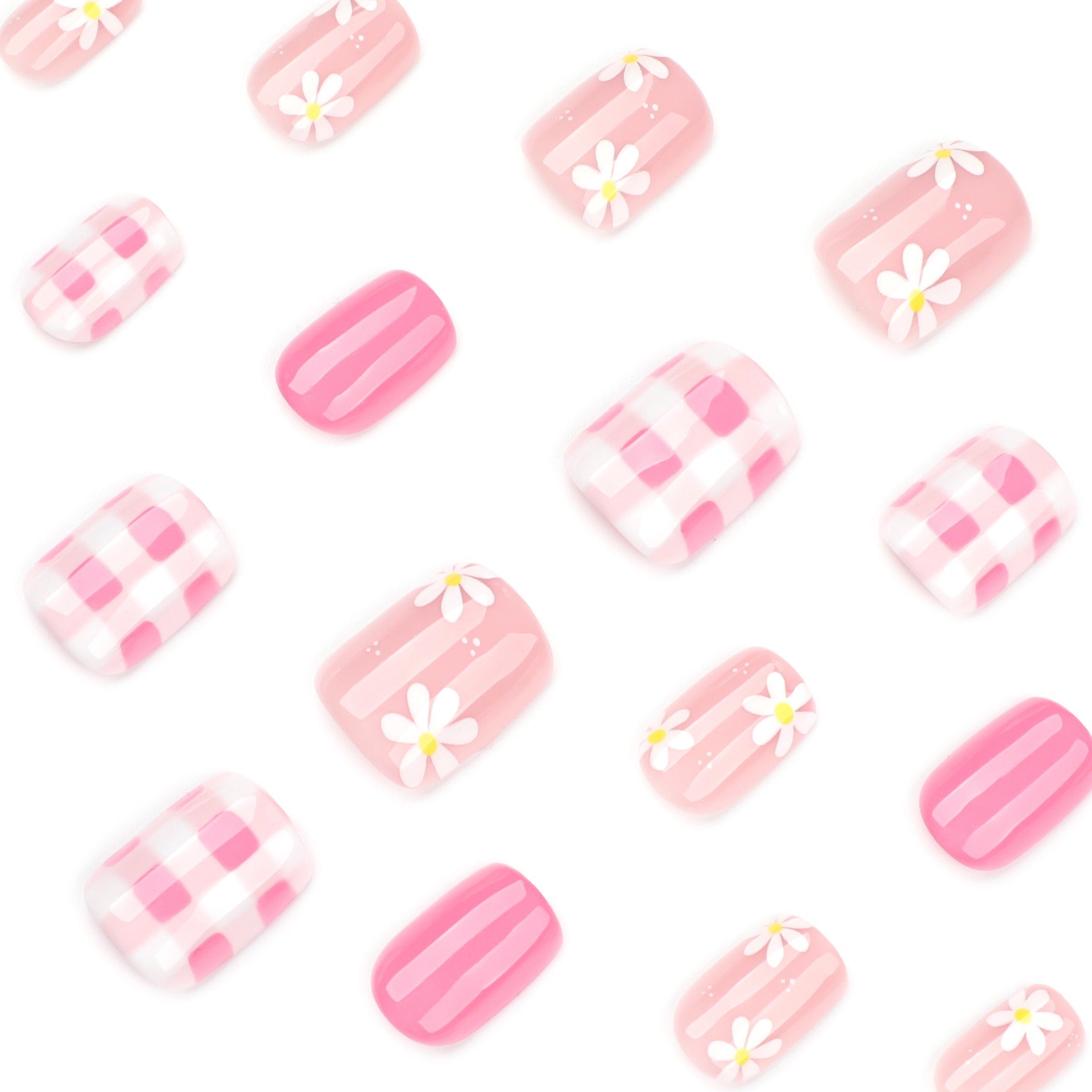 Peach Daisy French Nails