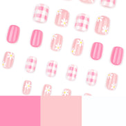Peach Daisy French Nails