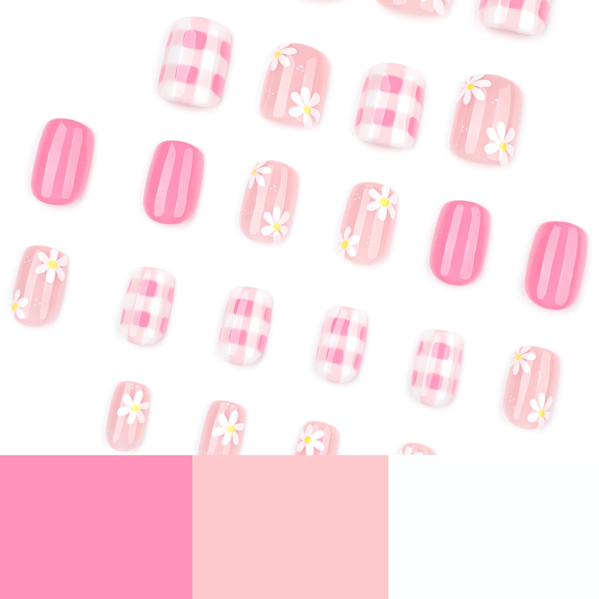 Peach Daisy French Nails