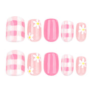 Peach Daisy French Nails