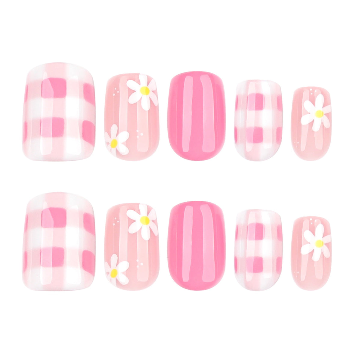 Peach Daisy French Nails