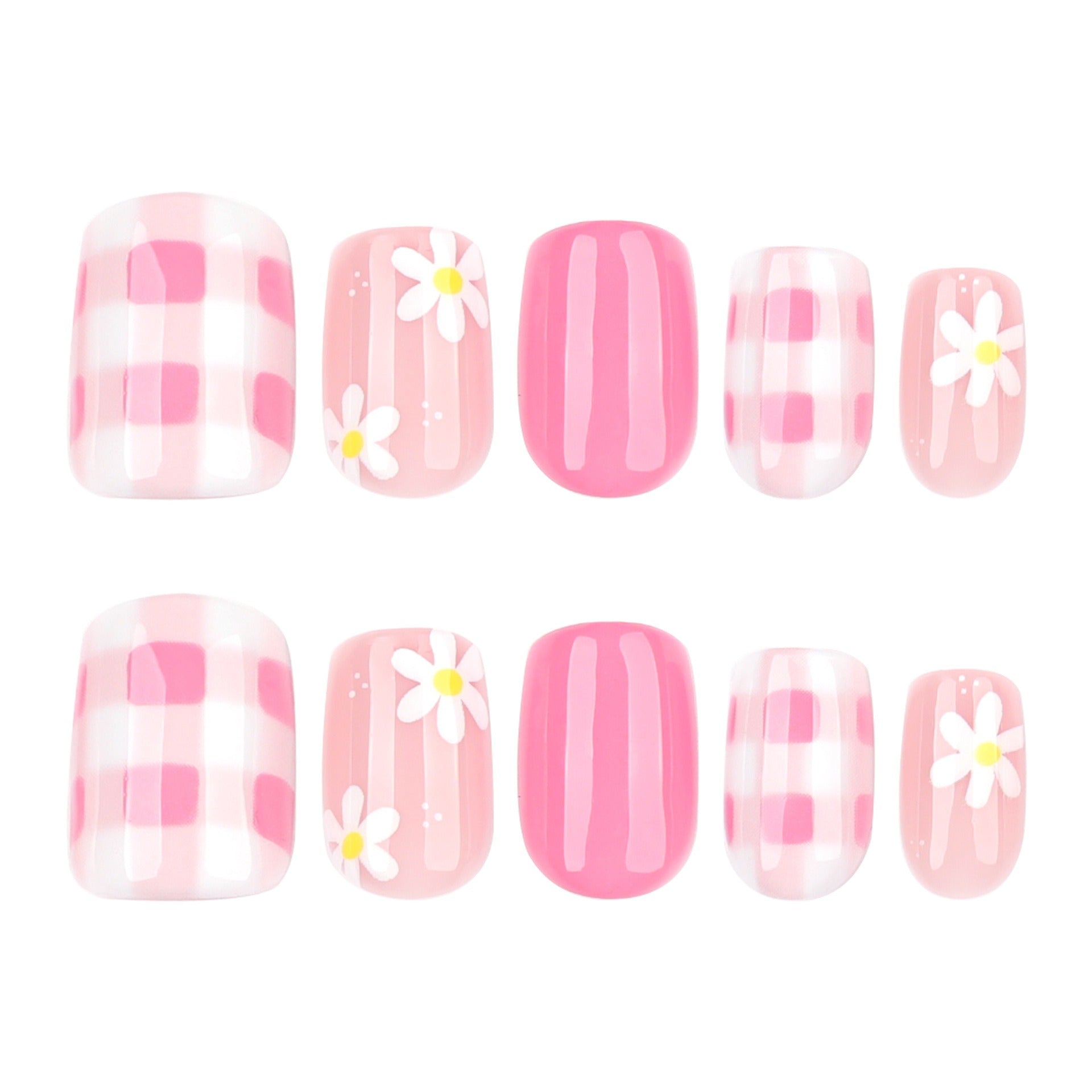 Peach Daisy French Nails